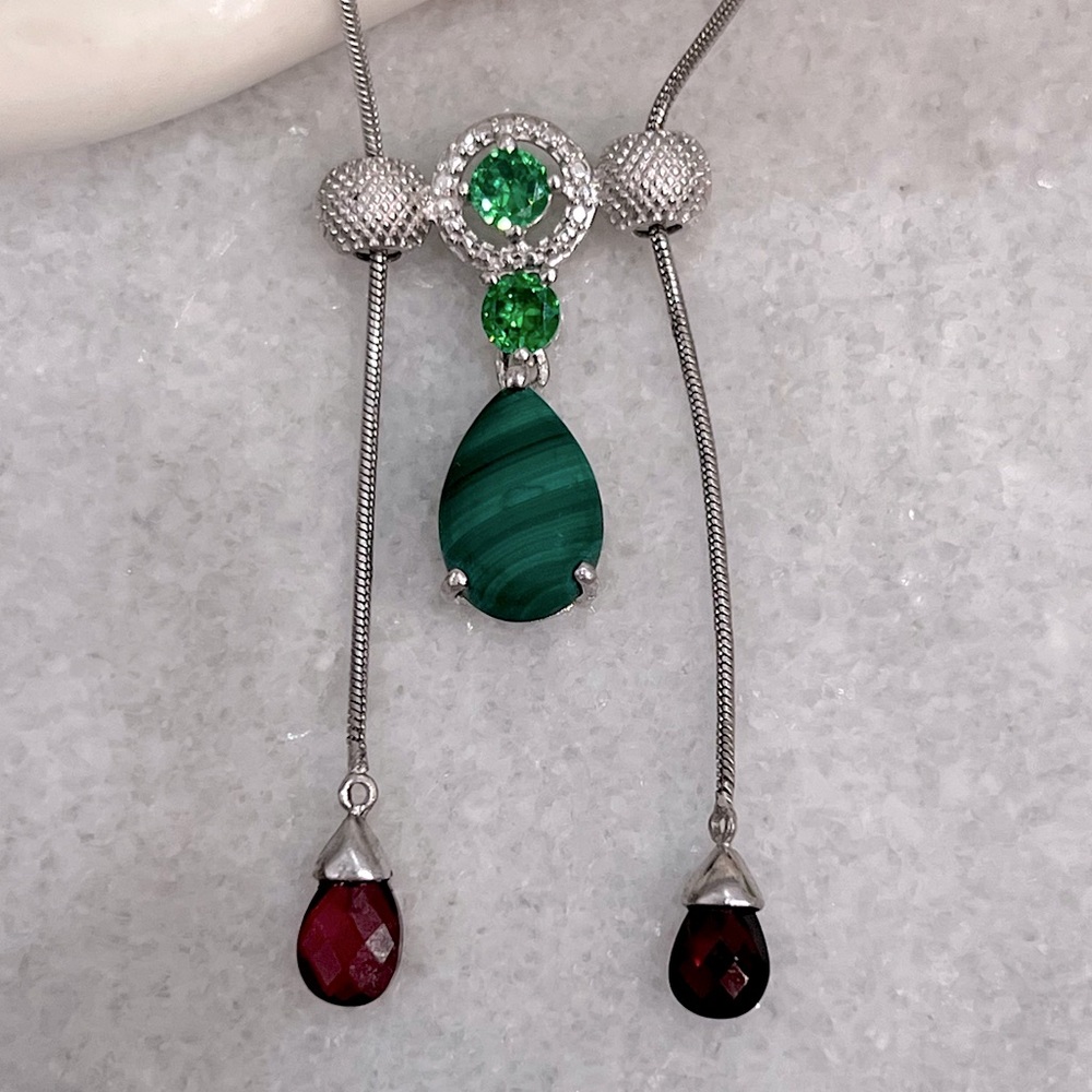 I Slide!!!!Multigemstone Silver Slide Adjustable … - image 4